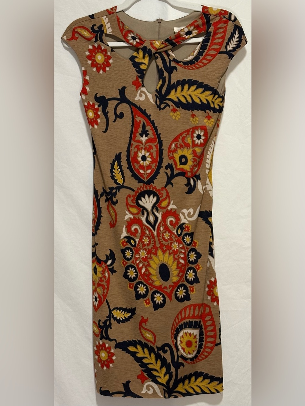 Freeway M Paisley Bodycon Dress Twist Keyhole Made USA